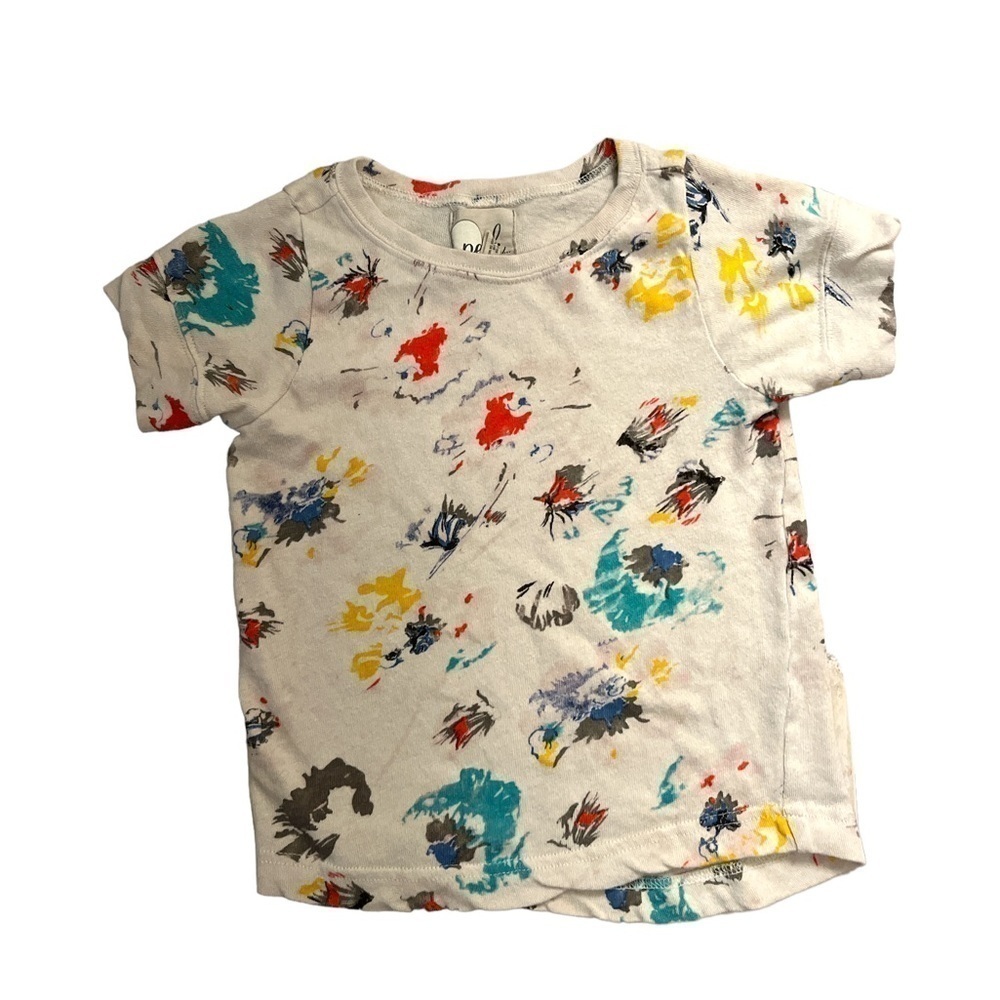 Peek Abstract Watercolor Artsy Scribble Floral Tee Shirt Size Small (4-5Y)